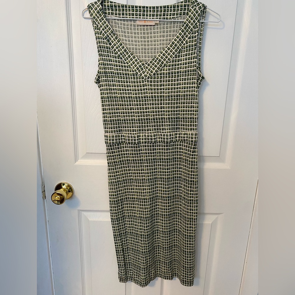 Tory Burch 100% Silk Sleeveless Geometric Dress Size Small